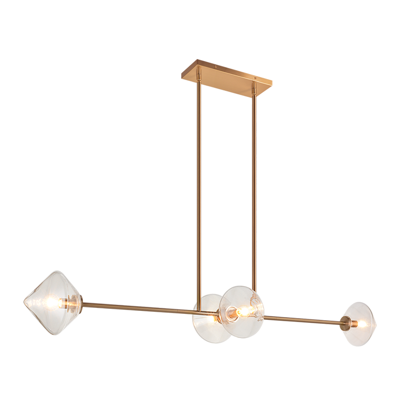 Steel Frame with Glass Globe Linear Pendant
