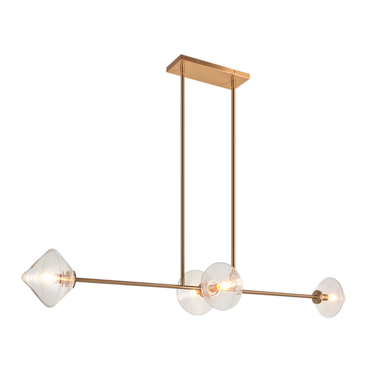 Steel Frame with Glass Globe Linear Pendant