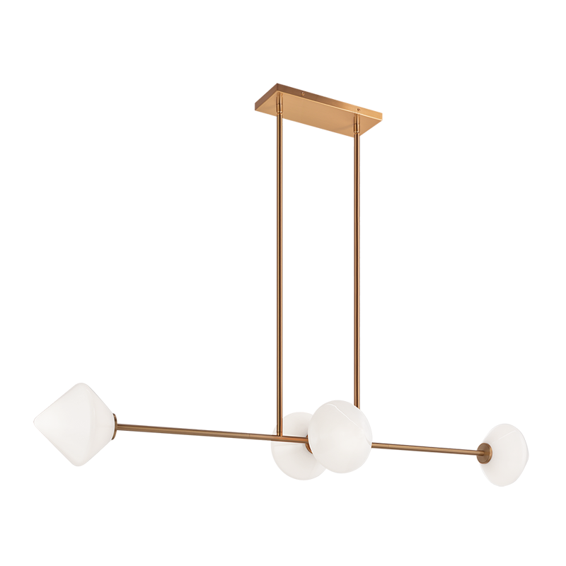 Steel Frame with Glass Globe Linear Pendant