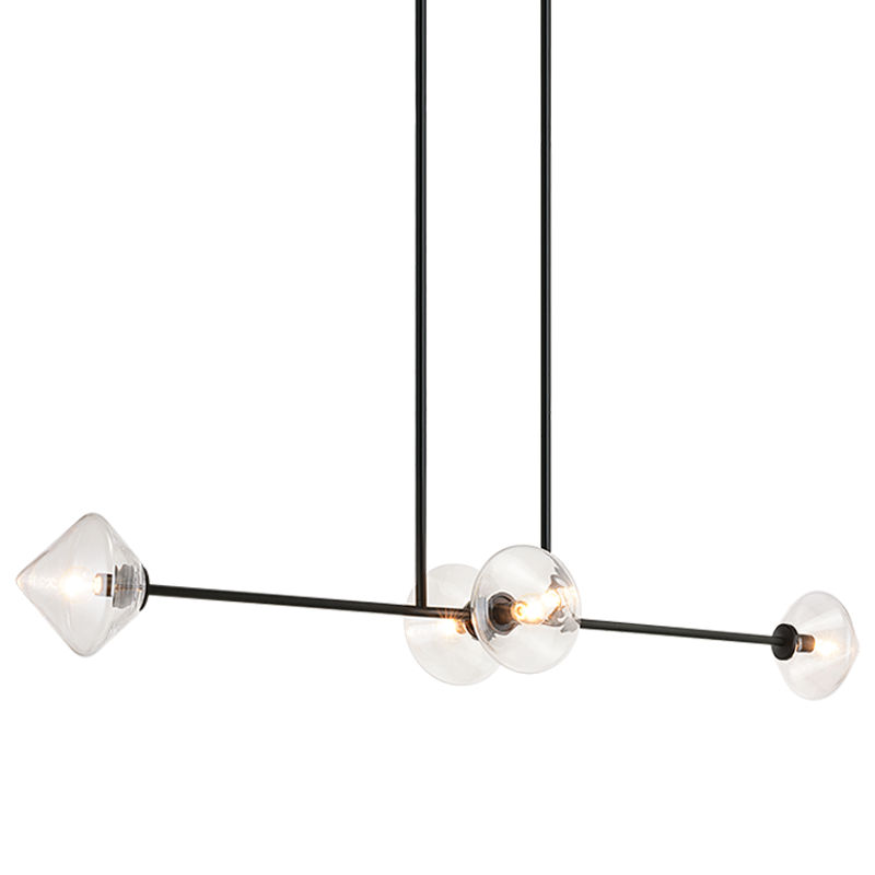 Steel Frame with Glass Globe Linear Pendant
