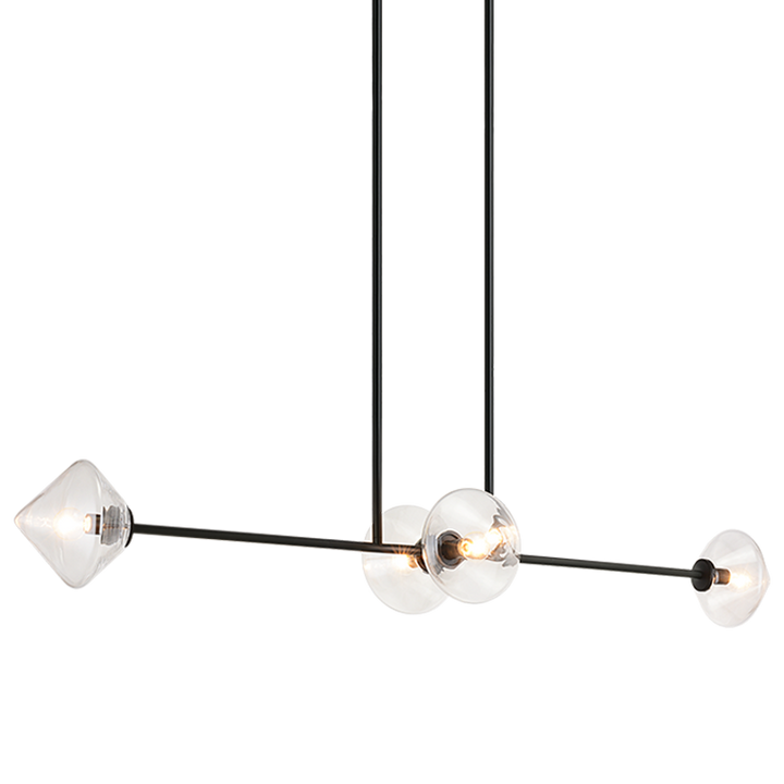 Steel Frame with Glass Globe Linear Pendant