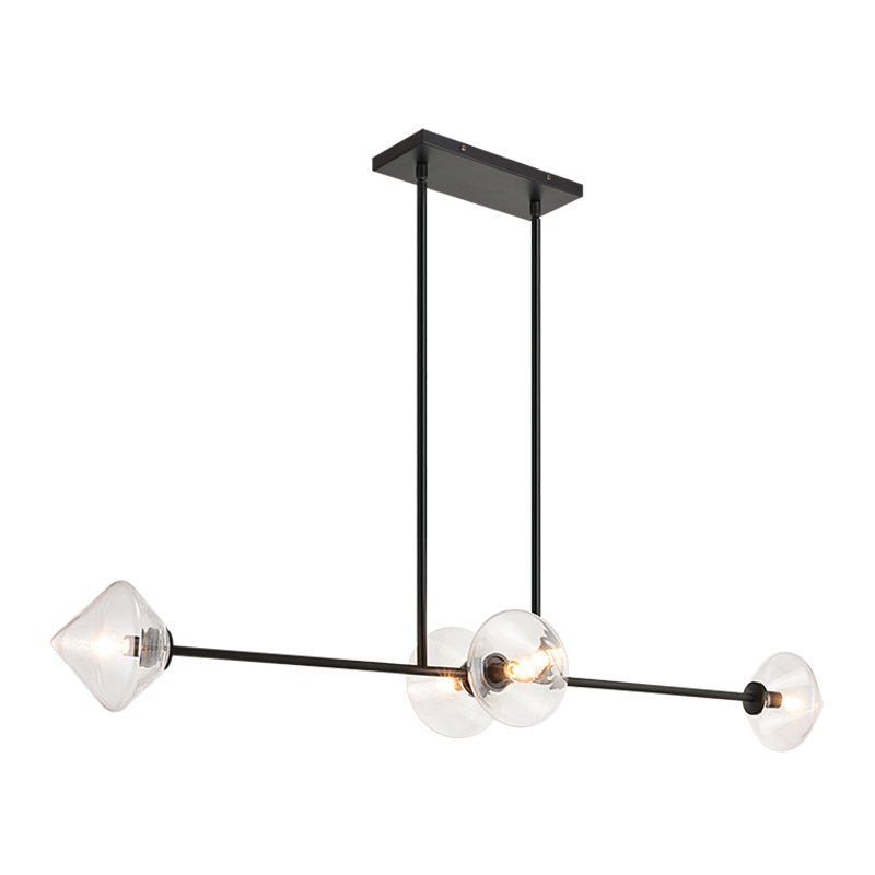 Steel Frame with Glass Globe Linear Pendant