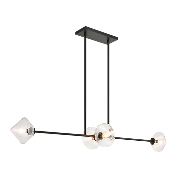 Steel Frame with Glass Globe Linear Pendant