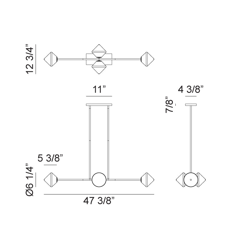 Steel Frame with Glass Globe Linear Pendant