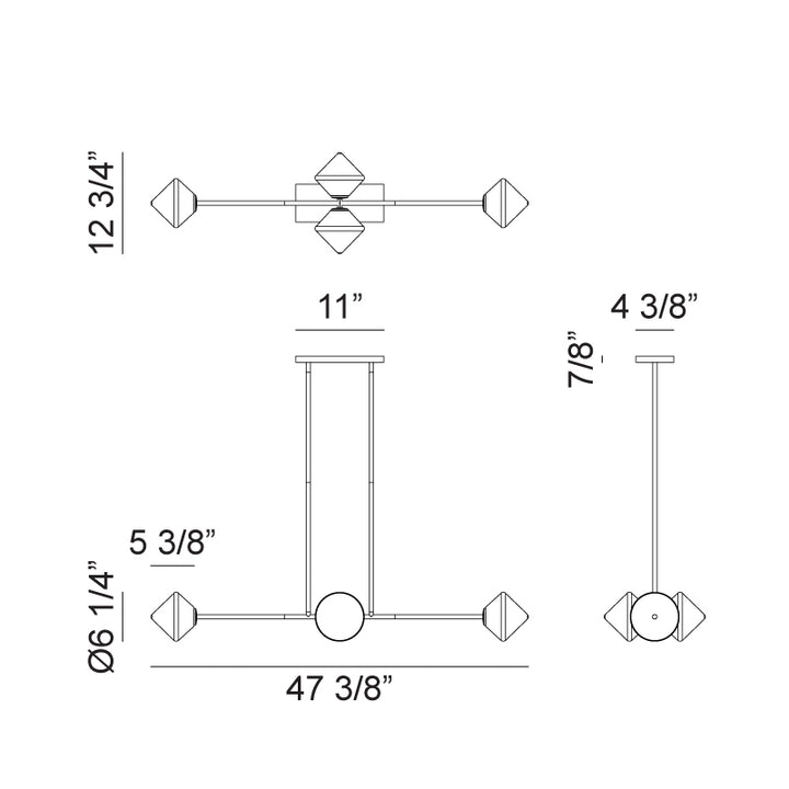 Steel Frame with Glass Globe Linear Pendant