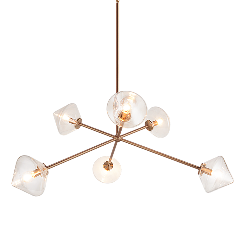 Steel Rod with Glass Shade Chandelier