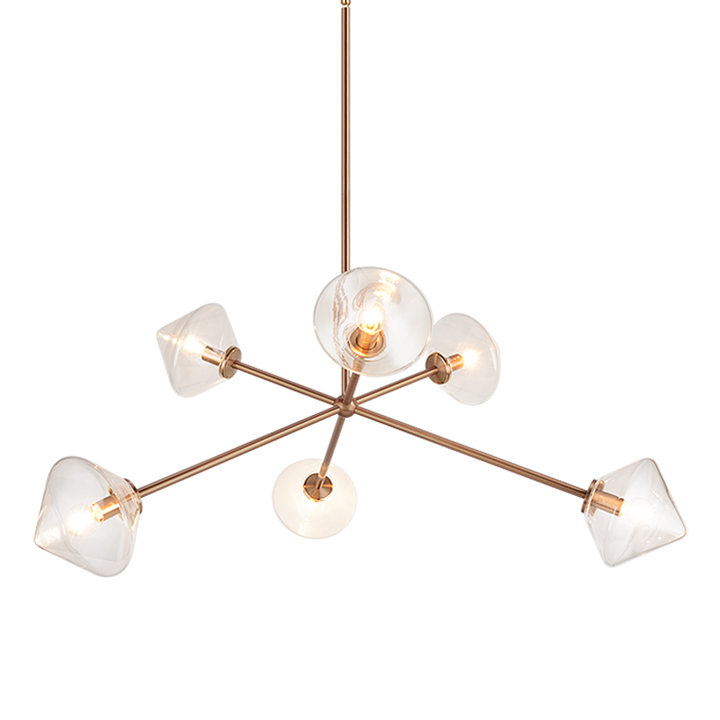 Steel Rod with Glass Shade Chandelier