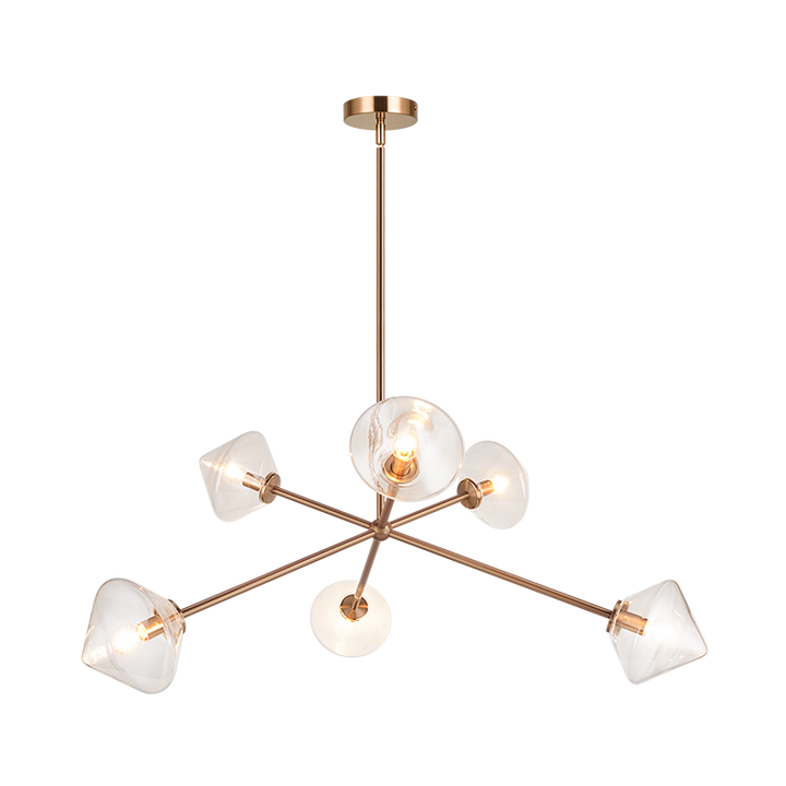 Steel Rod with Glass Shade Chandelier