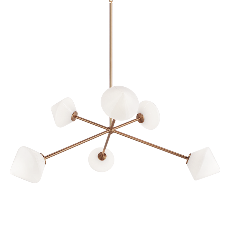 Steel Rod with Glass Shade Chandelier
