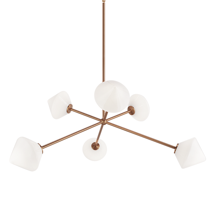 Steel Rod with Glass Shade Chandelier