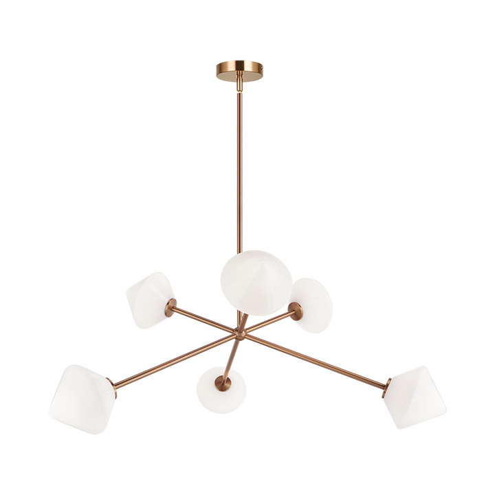 Steel Rod with Glass Shade Chandelier