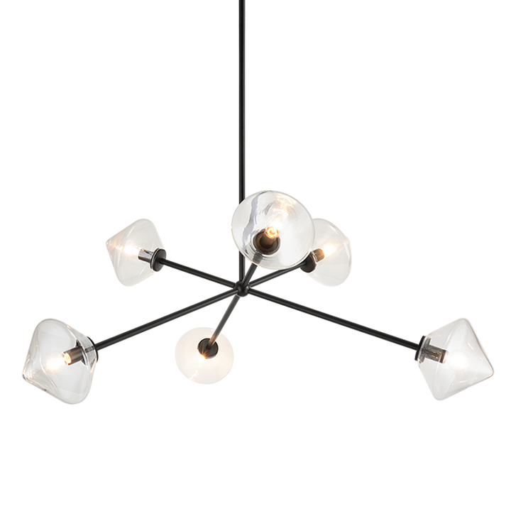 Steel Rod with Glass Shade Chandelier