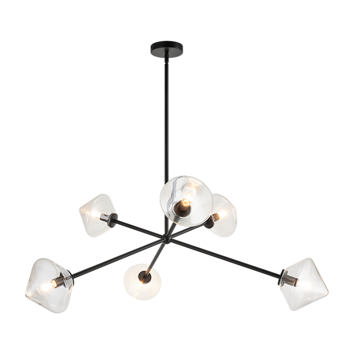 Steel Rod with Glass Shade Chandelier