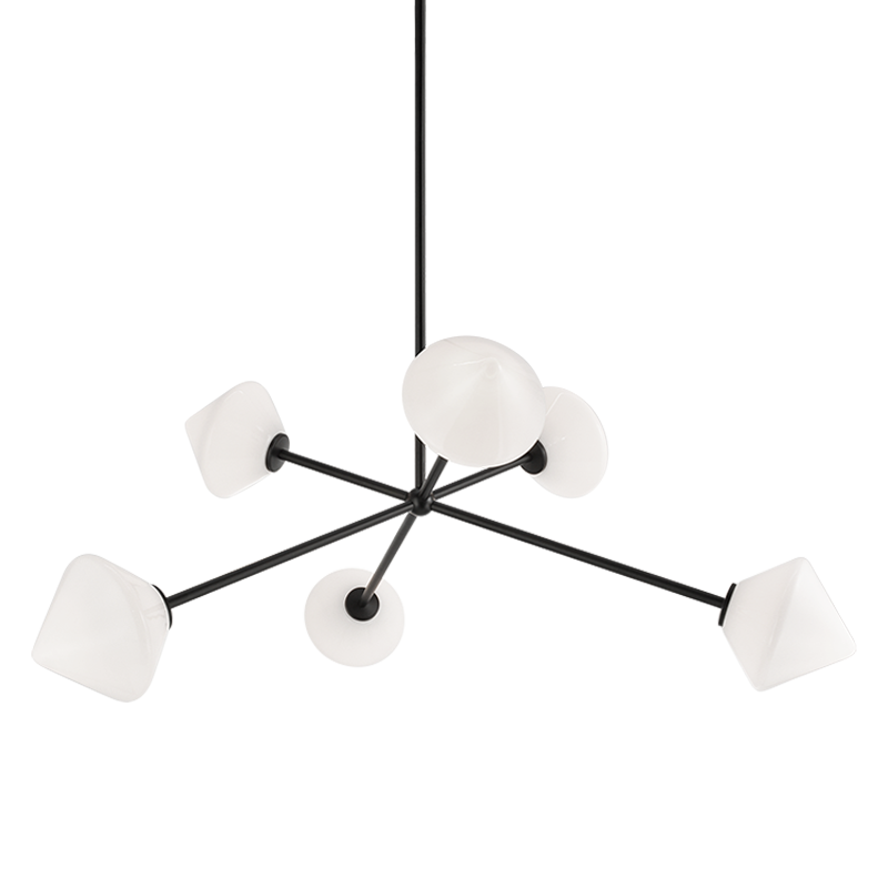 Steel Rod with Glass Shade Chandelier
