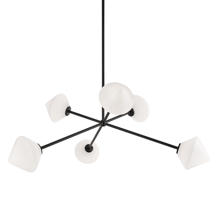 Steel Rod with Glass Shade Chandelier