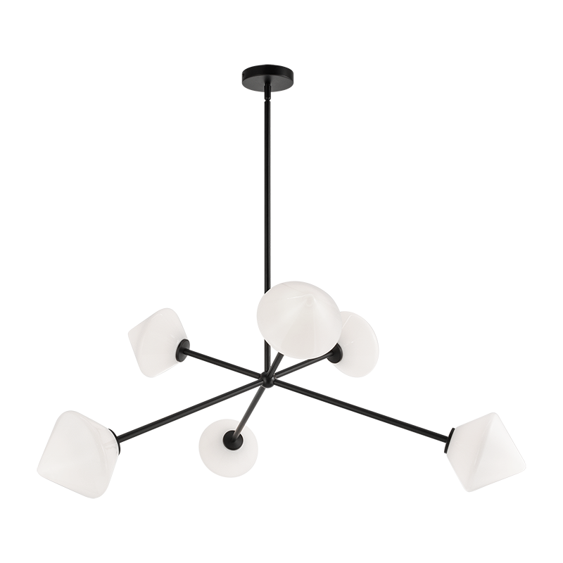 Steel Rod with Glass Shade Chandelier