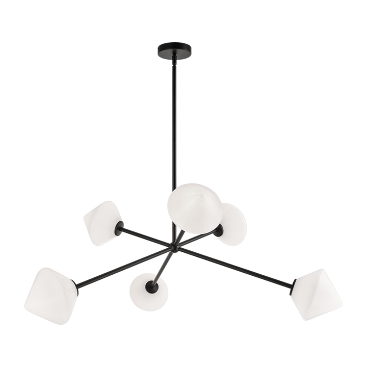 Steel Rod with Glass Shade Chandelier