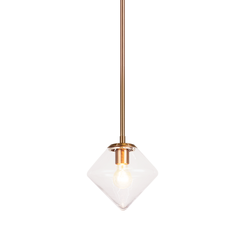 Steel Rod with Glass Shade Pendant