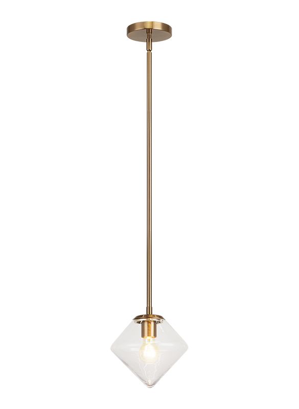 Steel Rod with Glass Shade Pendant