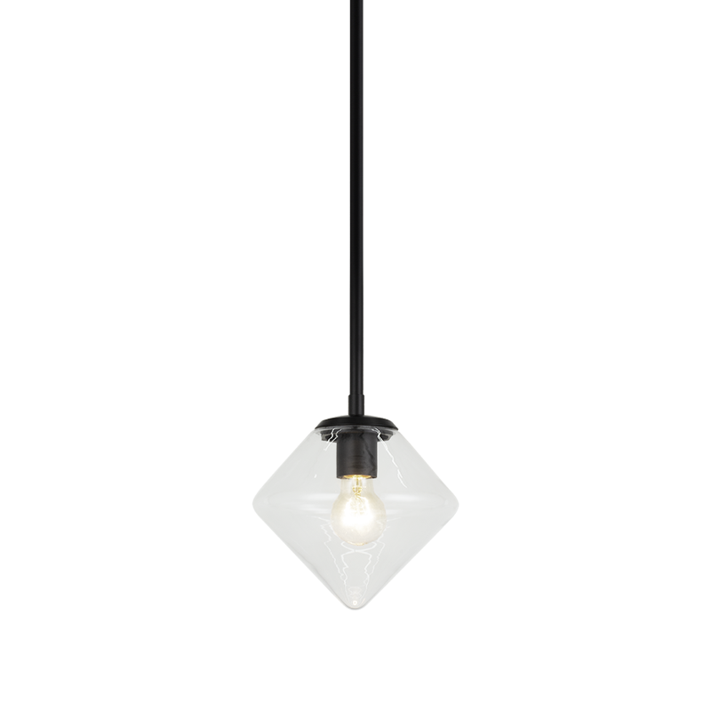 Steel Rod with Glass Shade Pendant