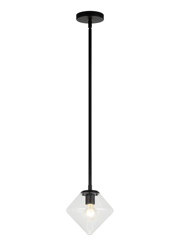 Steel Rod with Glass Shade Pendant