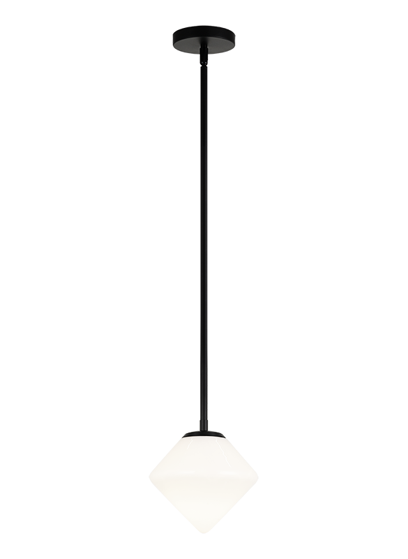Steel Rod with Glass Shade Pendant