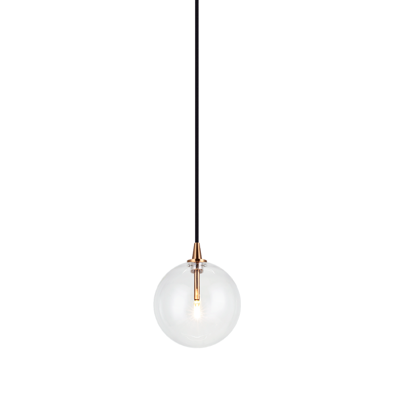 Steel Frame with Clear Glass Globe Pendant