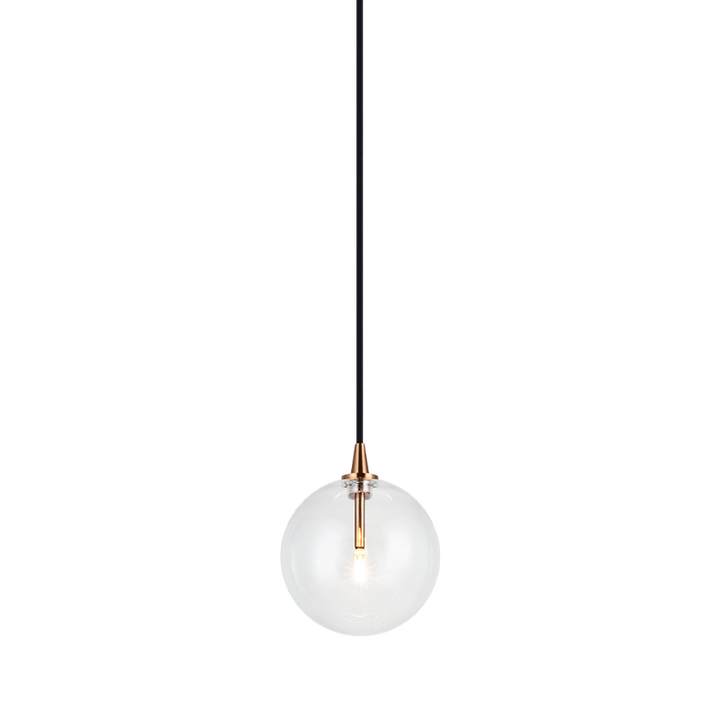 Steel Frame with Clear Glass Globe Pendant