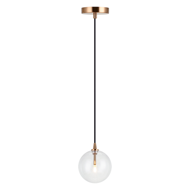 Steel Frame with Clear Glass Globe Pendant