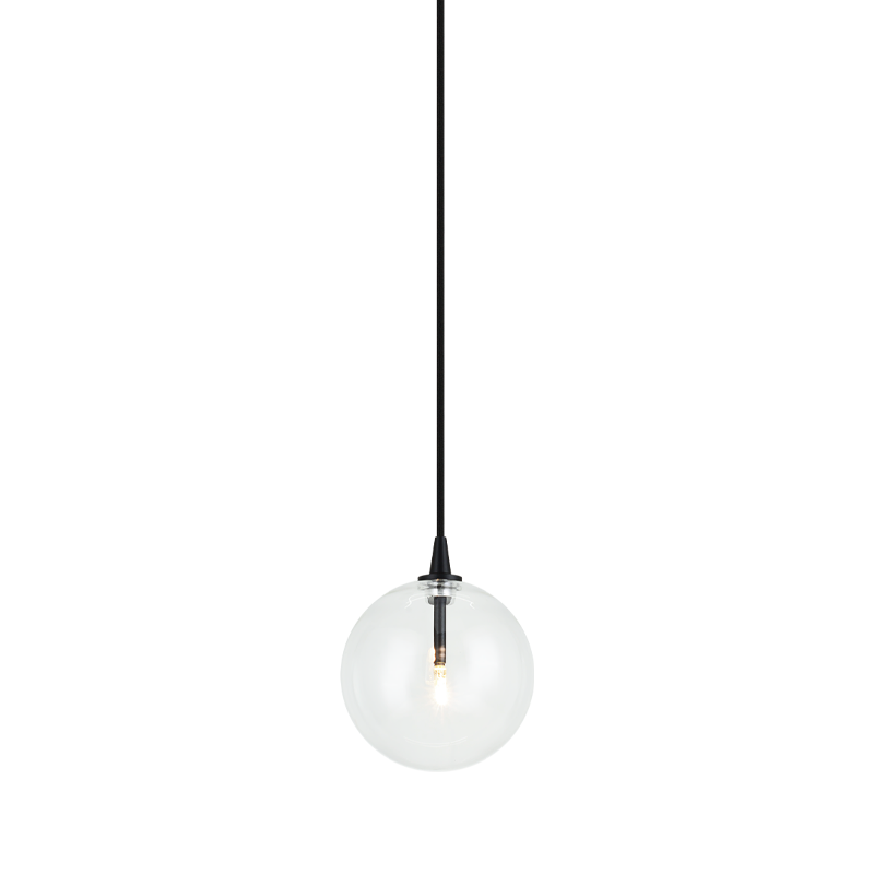 Steel Frame with Clear Glass Globe Pendant
