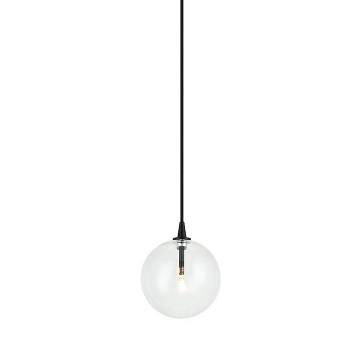 Steel Frame with Clear Glass Globe Pendant