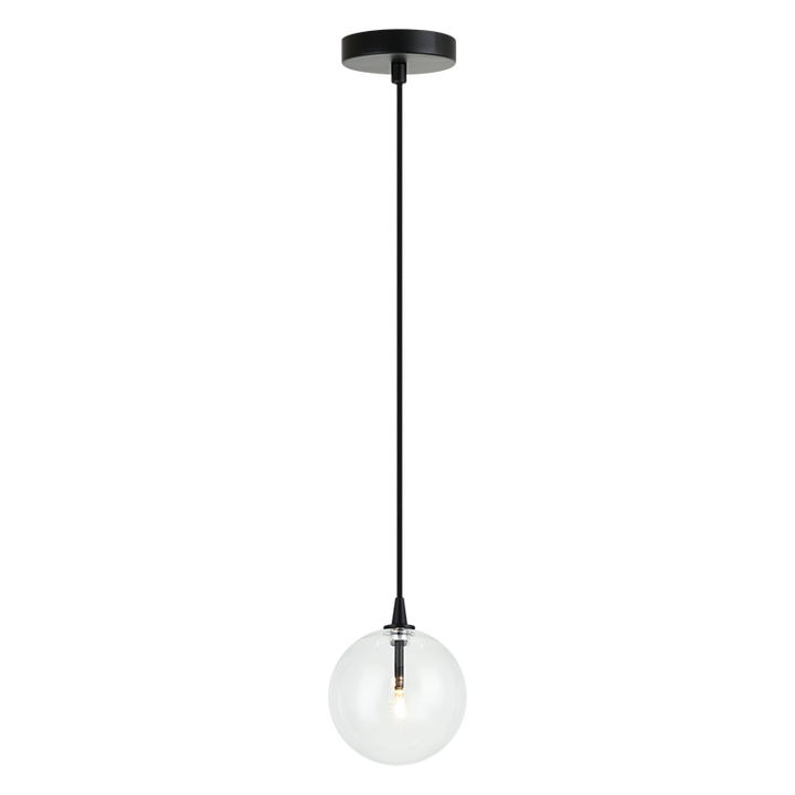 Steel Frame with Clear Glass Globe Pendant