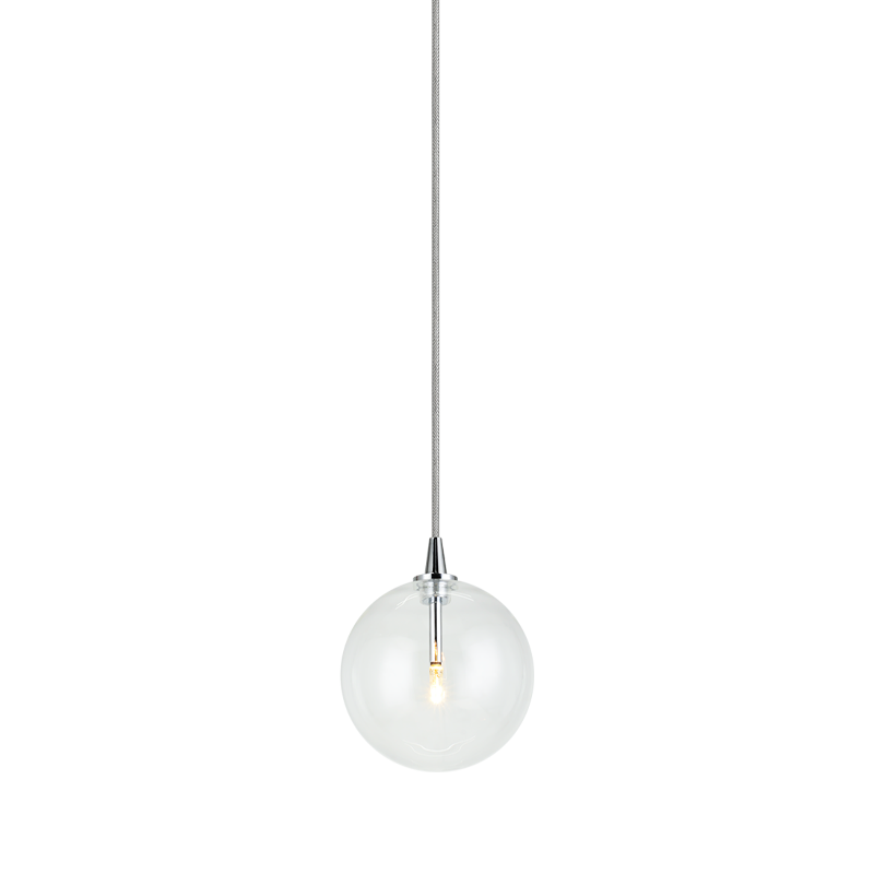 Steel Frame with Clear Glass Globe Pendant