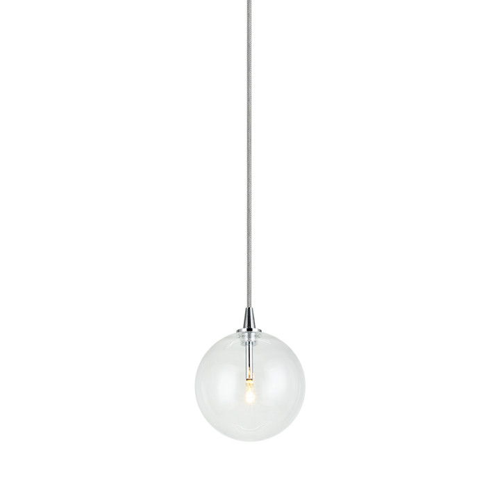 Steel Frame with Clear Glass Globe Pendant