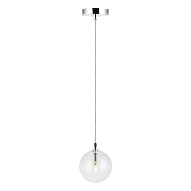 Steel Frame with Clear Glass Globe Pendant