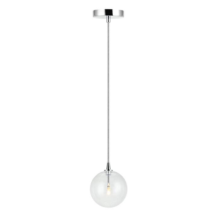 Steel Frame with Clear Glass Globe Pendant