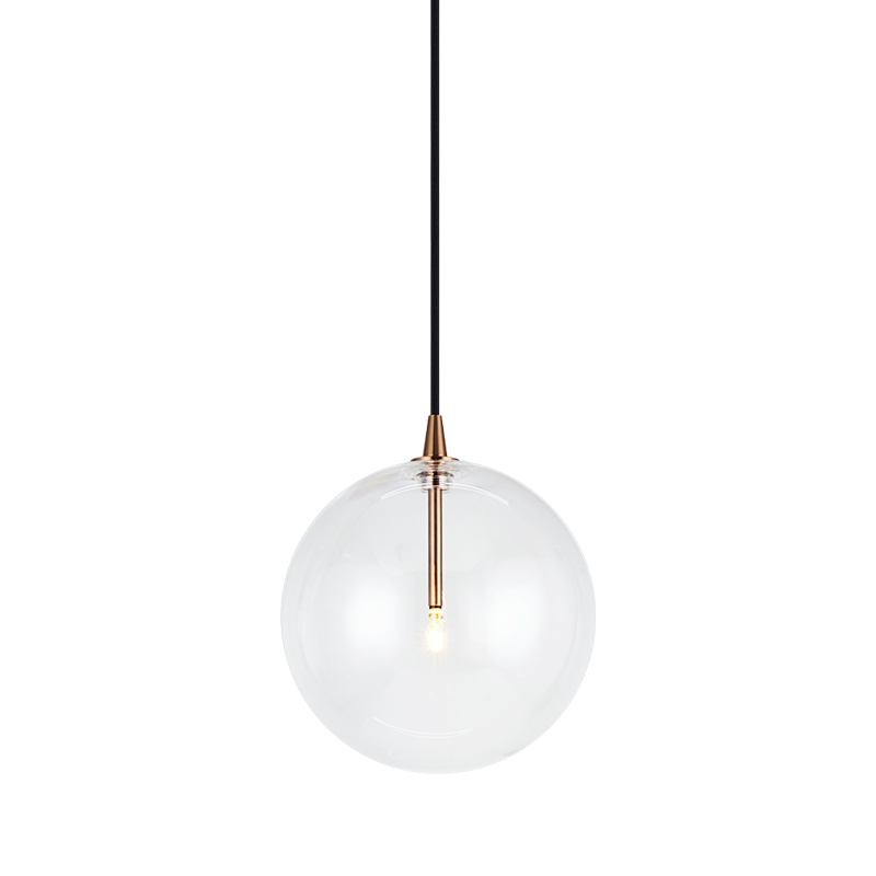 Steel Frame with Clear Glass Globe Pendant