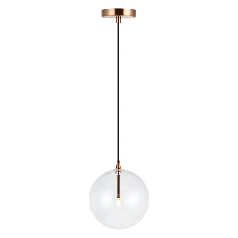 Steel Frame with Clear Glass Globe Pendant