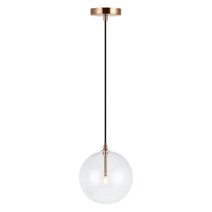 Steel Frame with Clear Glass Globe Pendant