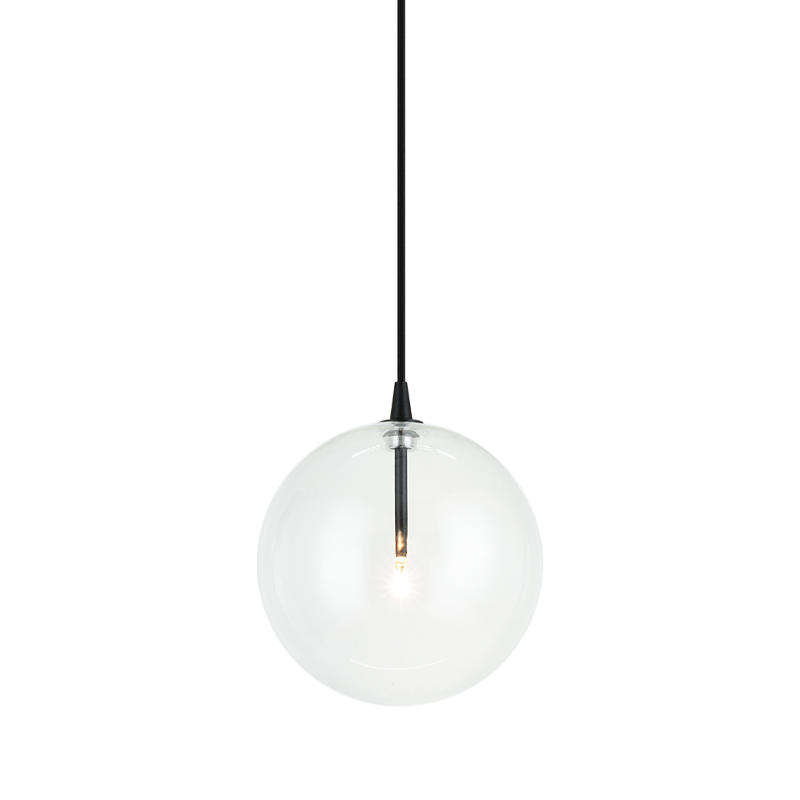 Steel Frame with Clear Glass Globe Pendant