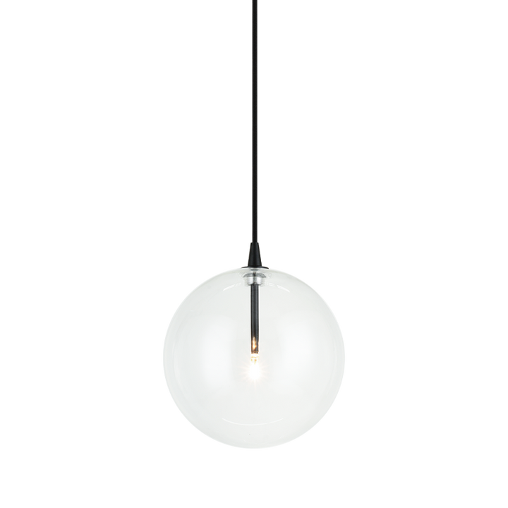 Steel Frame with Clear Glass Globe Pendant