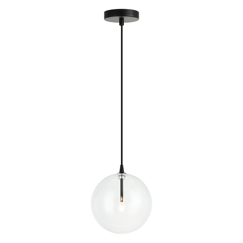 Steel Frame with Clear Glass Globe Pendant