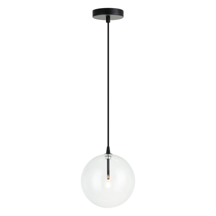 Steel Frame with Clear Glass Globe Pendant