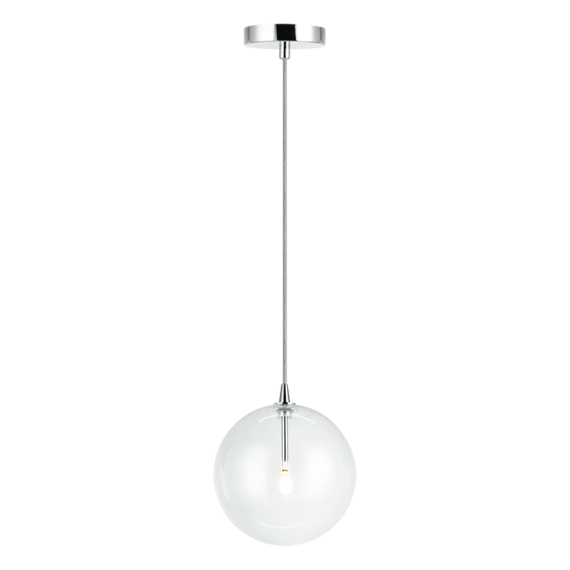 Steel Frame with Clear Glass Globe Pendant