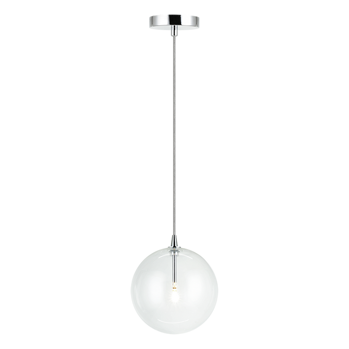 Steel Frame with Clear Glass Globe Pendant