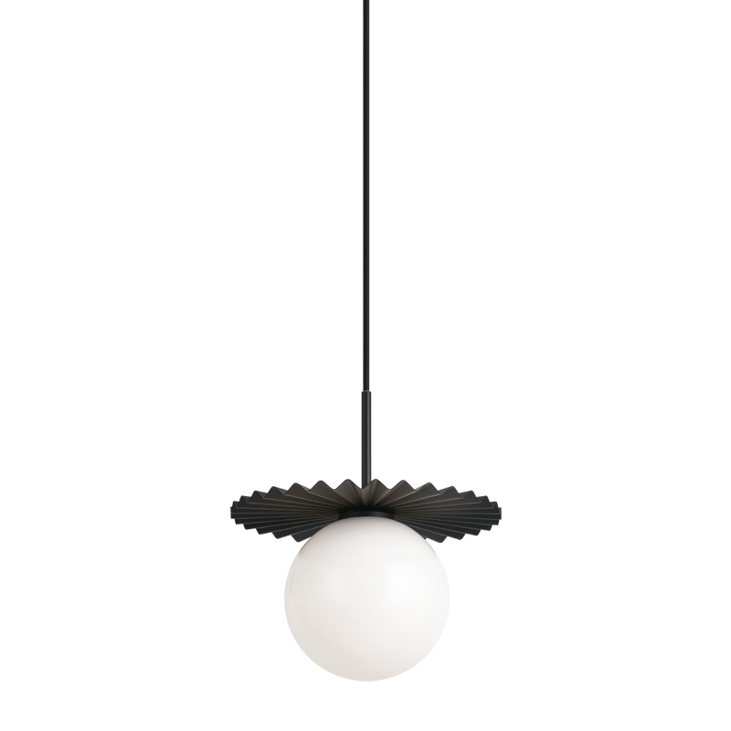 Steel Folded Frame with Opal Glass Globe Pendant