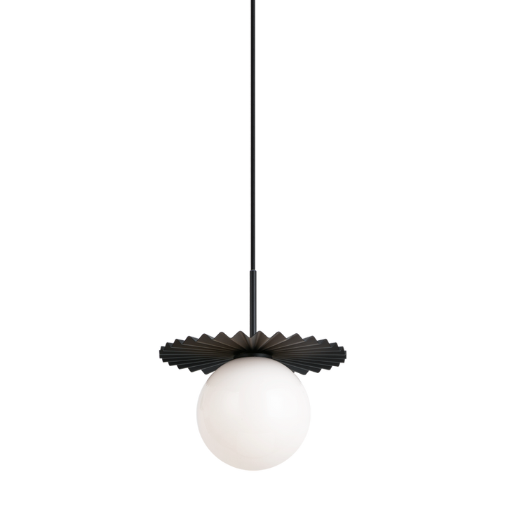 Steel Folded Frame with Opal Glass Globe Pendant