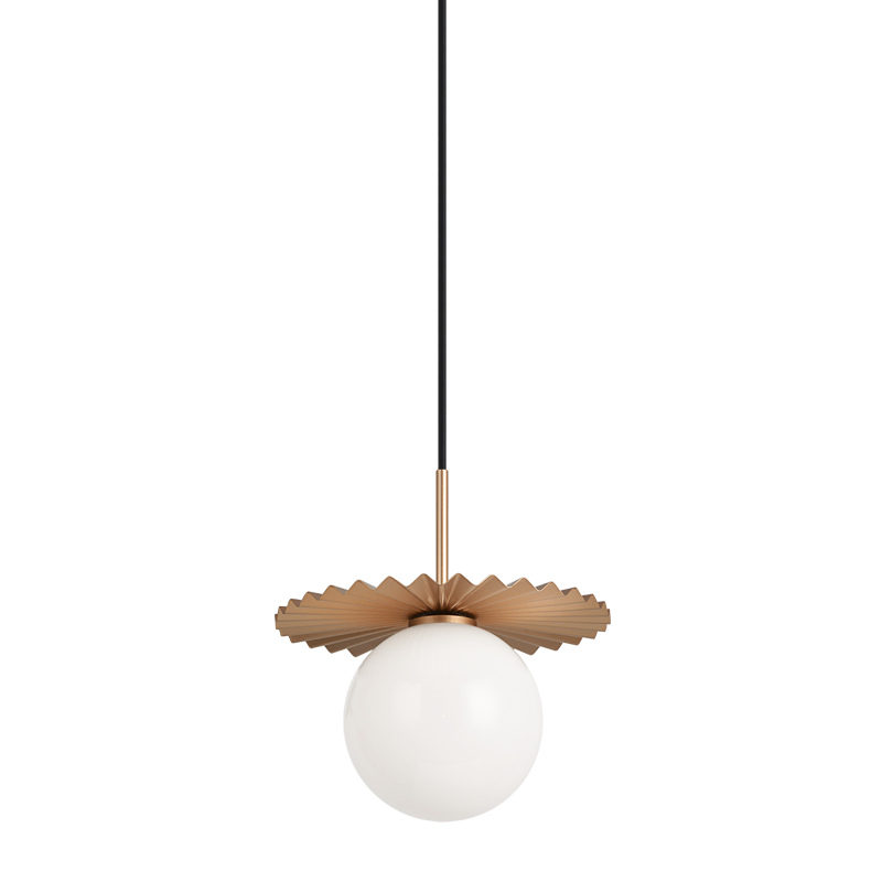 Steel Folded Frame with Opal Glass Globe Pendant