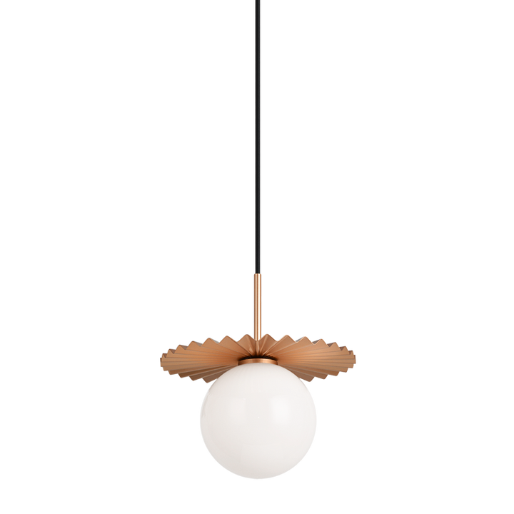 Steel Folded Frame with Opal Glass Globe Pendant