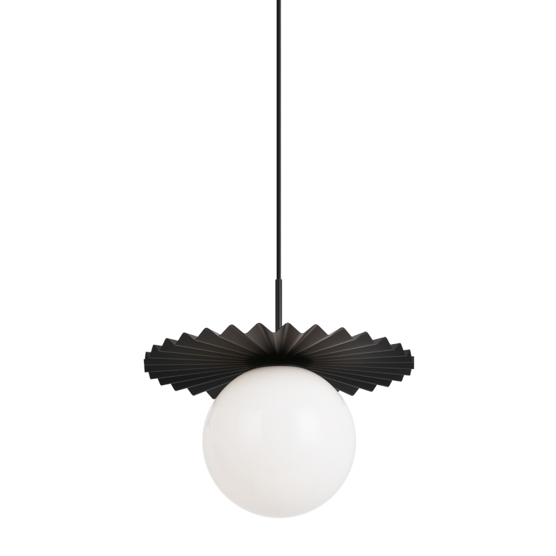Steel Folded Frame with Opal Glass Globe Pendant